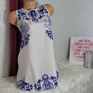 1703  Women White and ble Blouse One Size